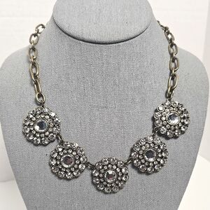 [J. CREW] Classic Antique Gold Jeweled Medallion Statement Necklace